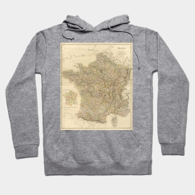 Vintage Map of France (1834) Hoodie by Bravuramedia